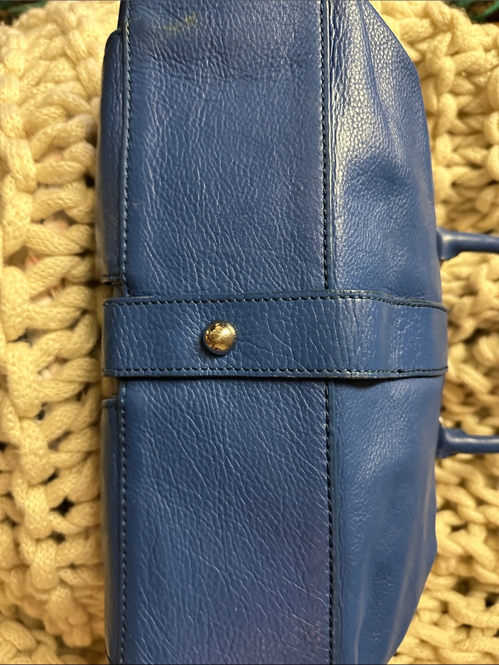 Marc Jacobs Blue Leather Satchel with Gold Hardware - Picture 4 of 9
